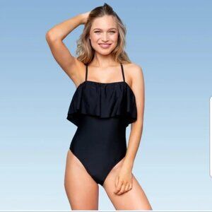 New Sugar Coast Ruffle Faunce Bandeau One Piece Swim Swimsuit NWOT